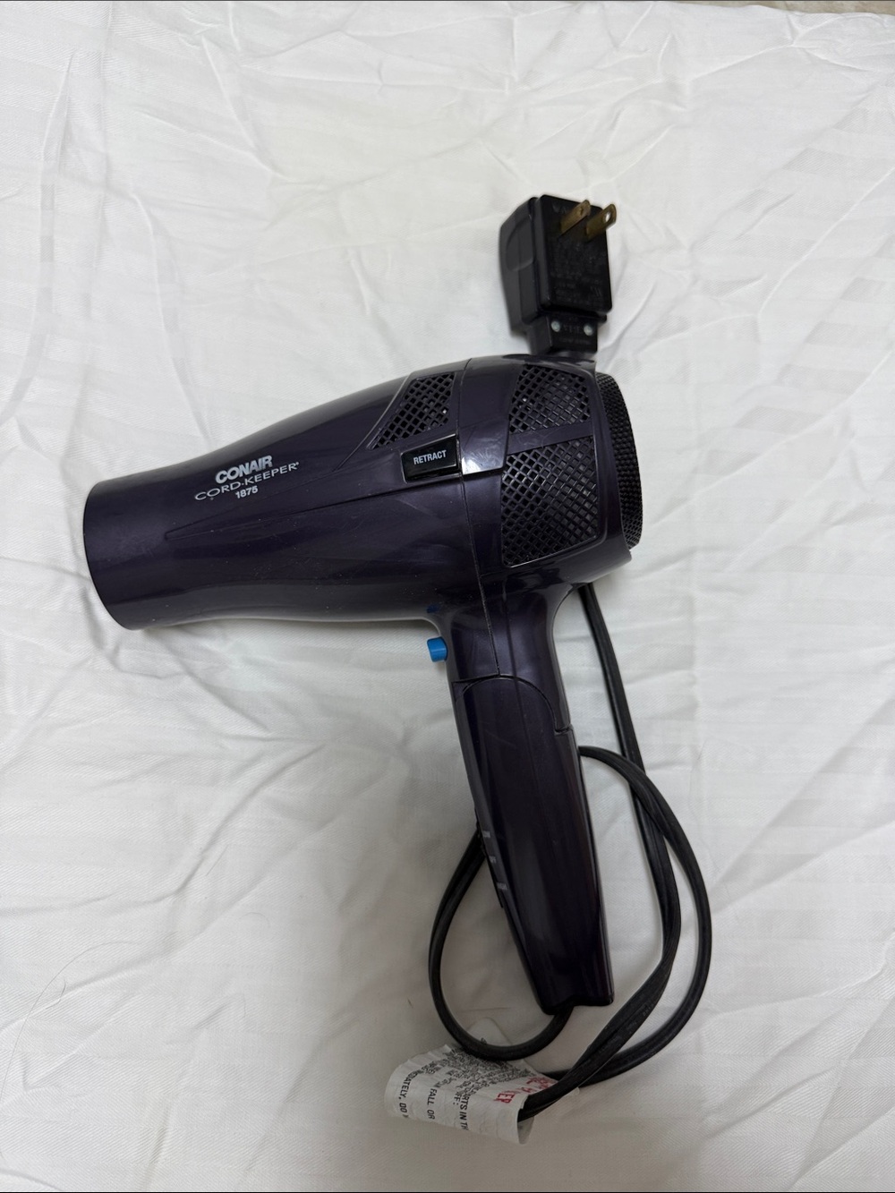 Conair Cord-Keeper 1875W Hair Dryer Purple Retractable Cord